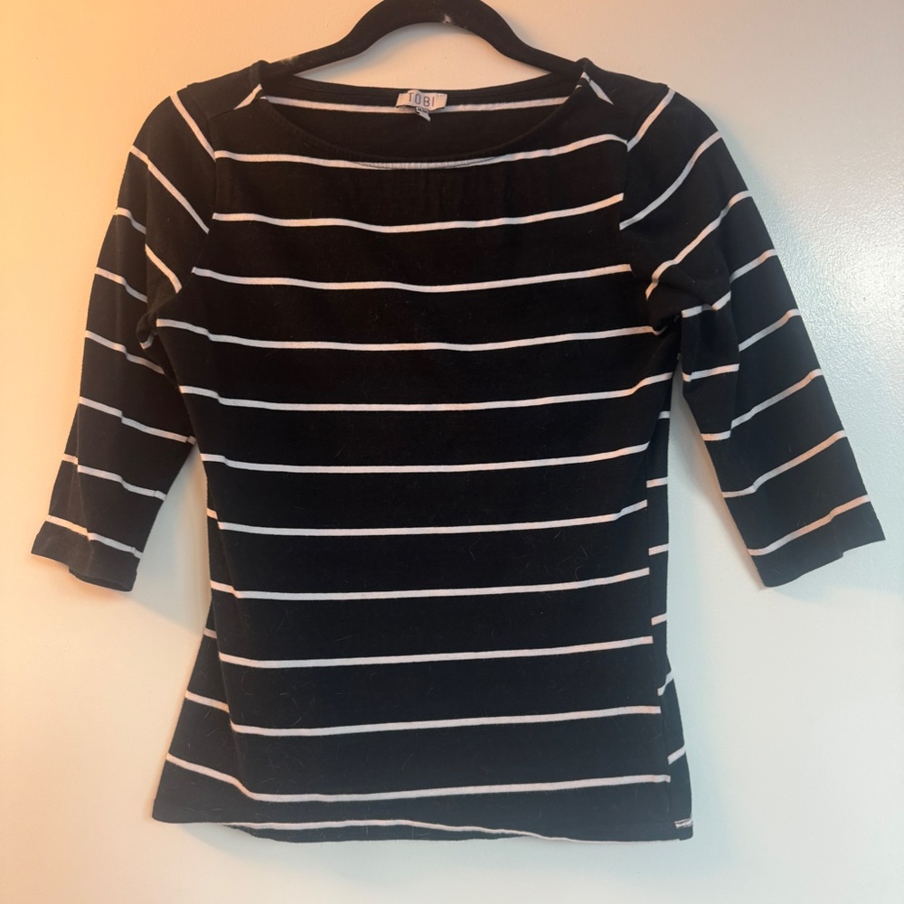 Tobi Black White Striped 3/4 Sleeve